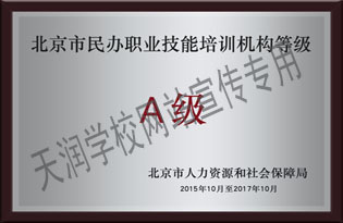 翰皇伟业 天润学校 北京市民办职业技能培训机构等级证书